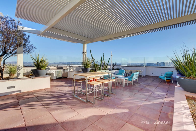 The Ogden Outdoor Lounge with covered seating and views
